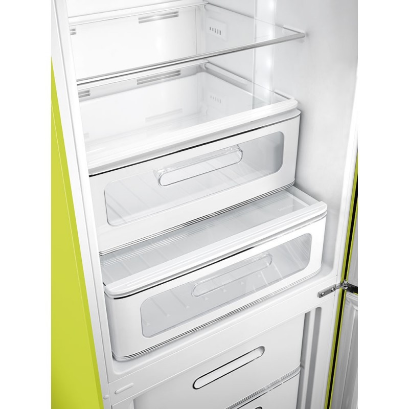 Smeg 60cm 50s Style Right Hand Hinge Fridge over Freezer Lime Green FAB32RLI5