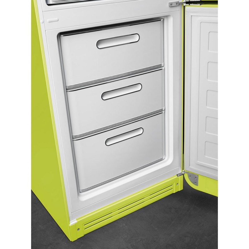 Smeg 60cm 50s Style Right Hand Hinge Fridge over Freezer Lime Green FAB32RLI5