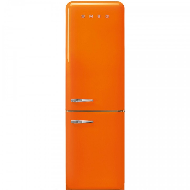 Smeg 60cm 50s Style Right Hand Hinge Fridge over Freezer Orange FAB32ROR5