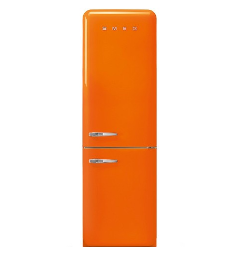 Smeg 60cm 50s Style Right Hand Hinge Fridge over Freezer Orange FAB32ROR5