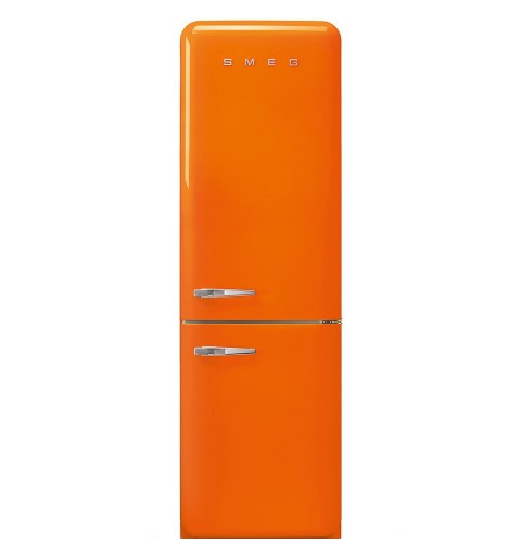 Smeg 60cm 50s Style Right Hand Hinge Fridge over Freezer Orange FAB32ROR5
