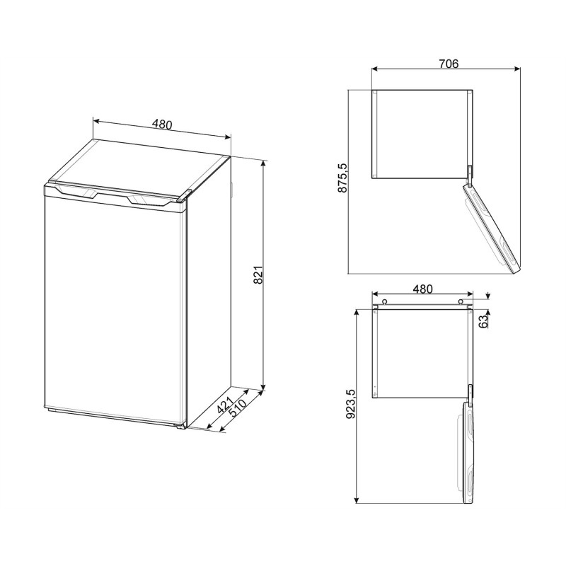 Smeg FF08FW congelador Mesa Independiente 64 L F Blanco