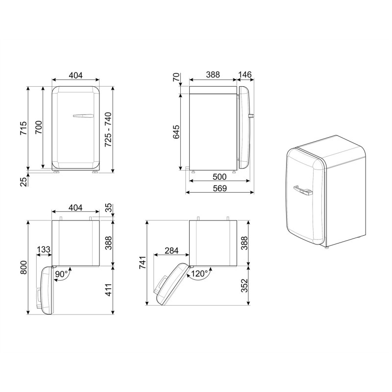 Smeg FAB5LPB5 Kühlschrank Freistehend 34 l D Blau