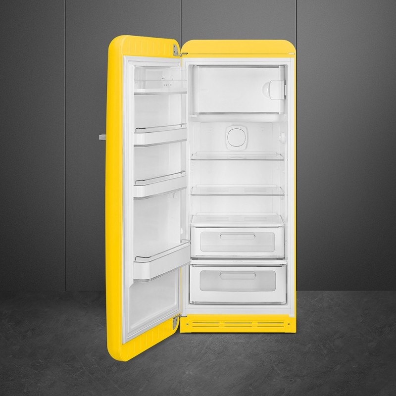 Smeg 60cm 50s Style Left Hand Hinge Fridge with Icebox Yellow FAB28LYW5