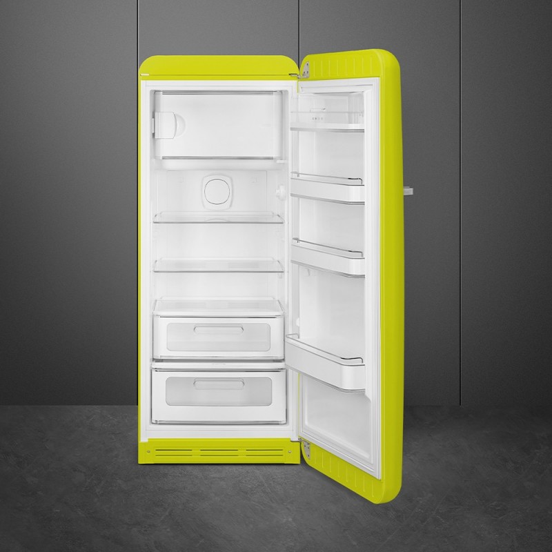 Smeg 60cm 50s Style Right Hand Hinge Fridge with Icebox Lime Green FAB28RLI5