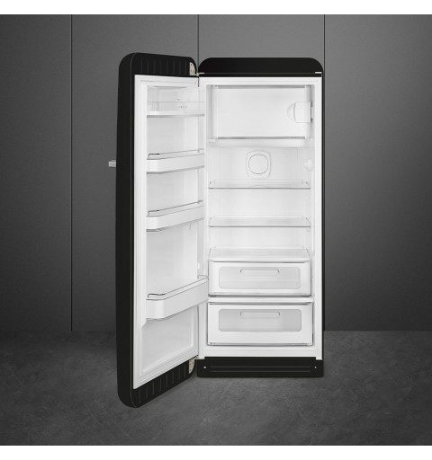 Smeg 60cm 50s Style Left Hand Hinge Fridge with Icebox Black