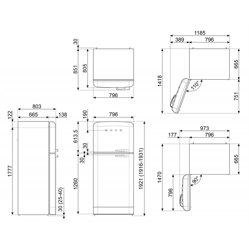 Smeg FAB50LCR5 frigorifero con congelatore Libera installazione 523,9 L E Crema