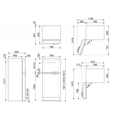 Smeg FAB50LCR5 frigorifero con congelatore Libera installazione 523,9 L E Crema