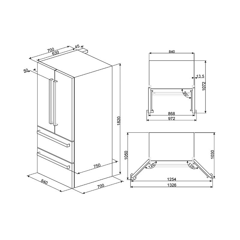 Smeg FQ55FXDF nevera puerta lado a lado Independiente 539 L F Acero inoxidable