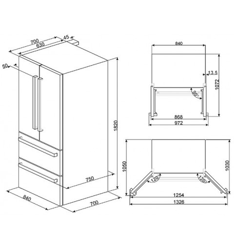 Smeg FQ55FXDF frigorifero side-by-side Libera installazione 539 L F Acciaio inossidabile