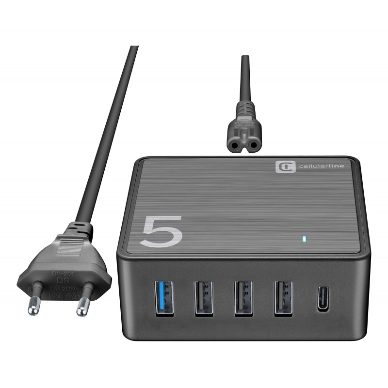 Cellularline Desk Charger - USB-C Laptop, MacBook, iPhone, Samsung, Huawei, Xiaomi and other Smartphones and Tablets