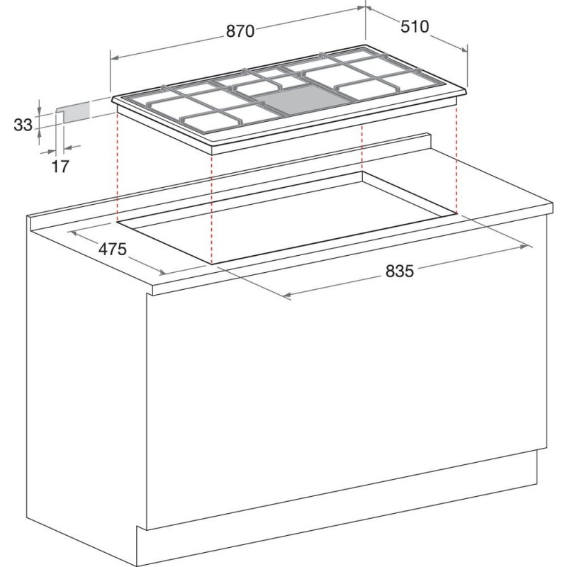 Hotpoint PHN 962 TS IX HA Acciaio inossidabile Da incasso 90 cm Gas 6 Fornello(i)