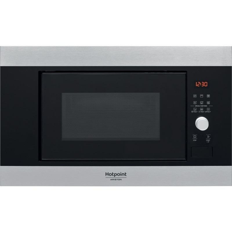 Hotpoint MF20G IX HA Intégré (placement) Micro-ondes grill 20 L 800 W Noir, Acier inoxydable