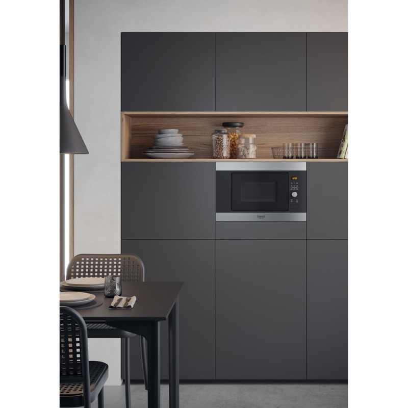 Hotpoint MF20G IX HA Da incasso Microonde con grill 20 L 800 W Nero, Acciaio inossidabile