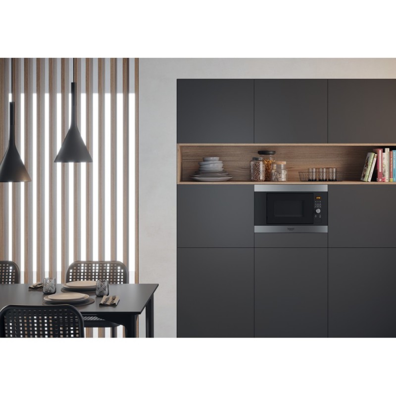 Hotpoint MF20G IX HA Da incasso Microonde con grill 20 L 800 W Nero, Acciaio inossidabile