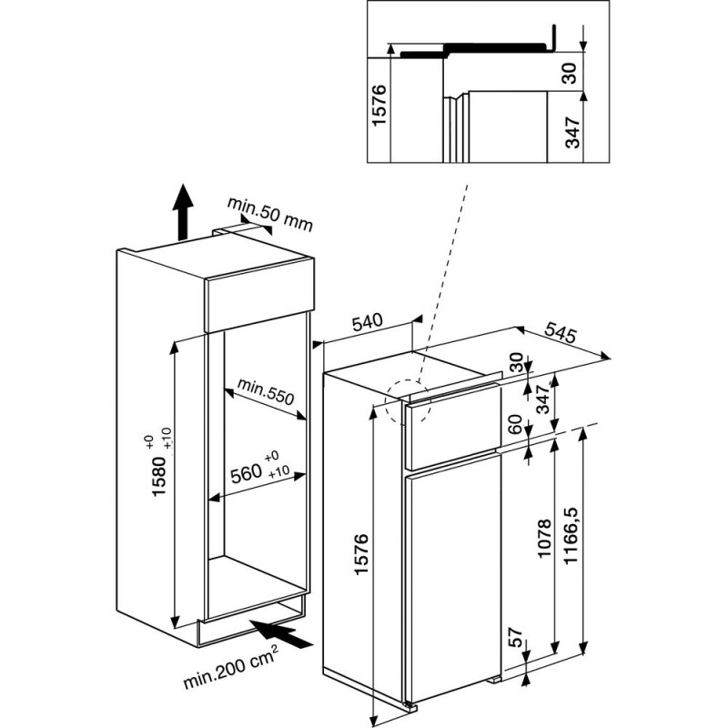 Indesit T 16 A1 D I 1 frigorifero con congelatore Da incasso 239 L F Acciaio inossidabile