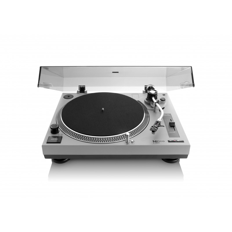 Lenco L-3808 Tourne-disque à entraînement direct Noir, Gris