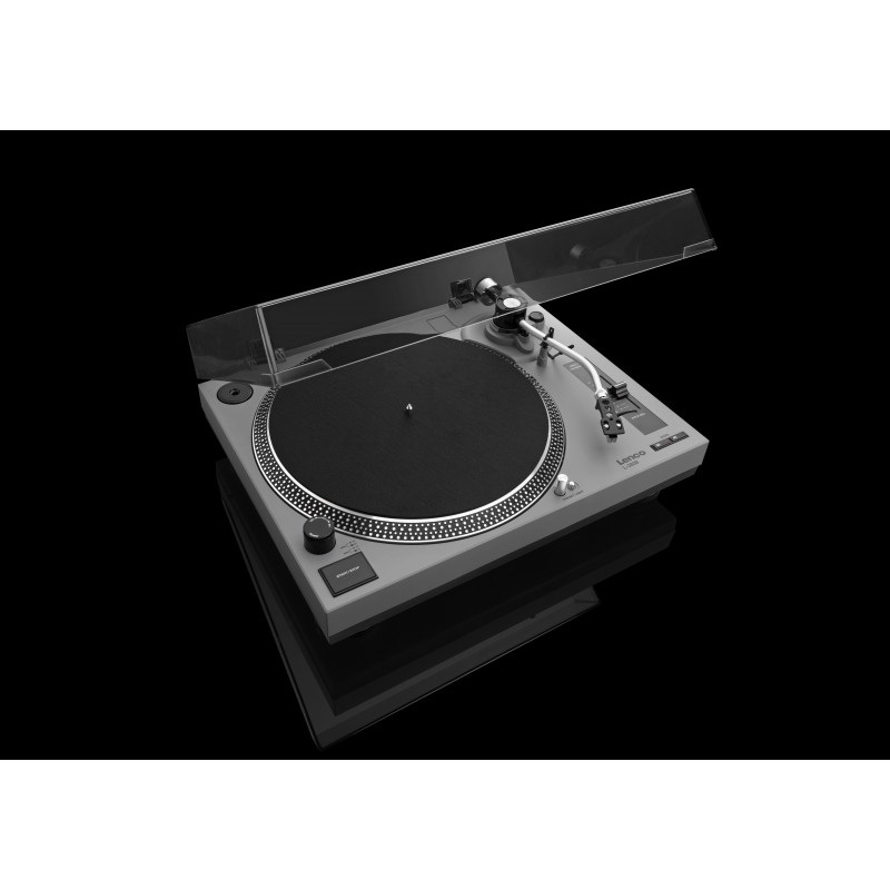 Lenco L-3808 Tourne-disque à entraînement direct Noir, Gris