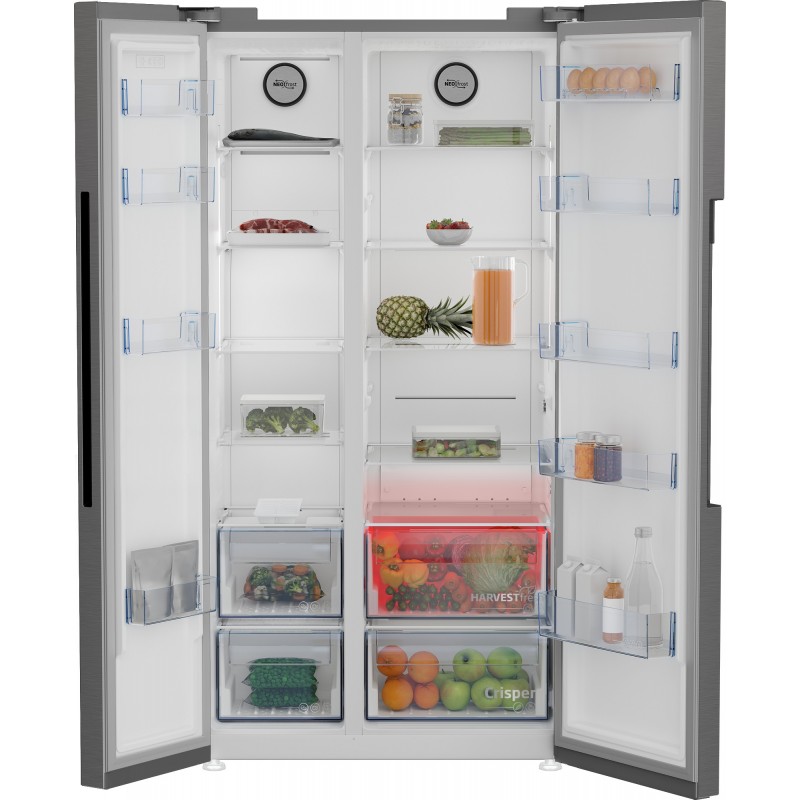 Beko GN1603140XBN side-by-side refrigerator Freestanding 580 L E Stainless steel