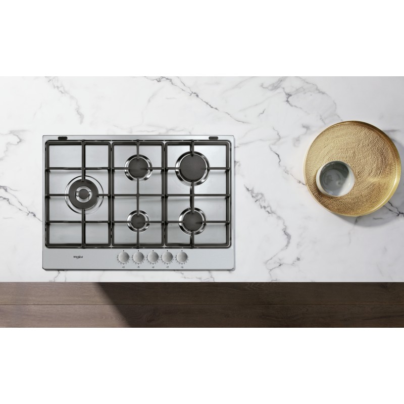 Whirlpool TGML 761 IX Acciaio inossidabile Da incasso 75 cm Gas 5 Fornello(i)
