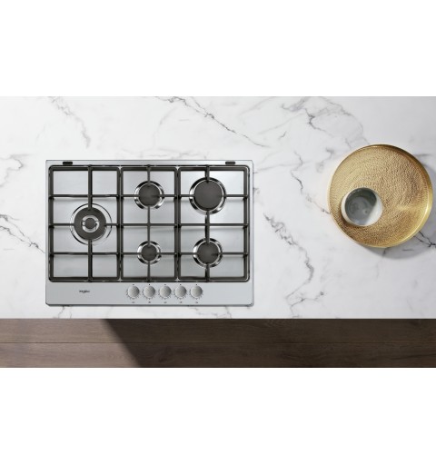 Whirlpool TGML 761 IX Acciaio inossidabile Da incasso 75 cm Gas 5 Fornello(i)