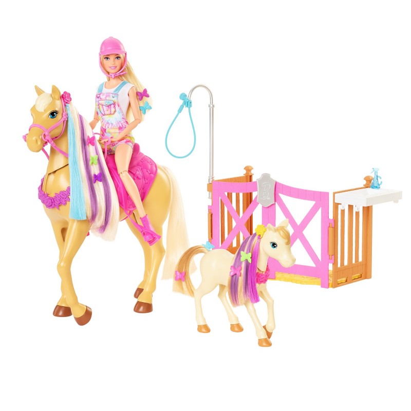 Barbie Coffret Toilettage Des Chevaux Avec Poupée Et Chevaux