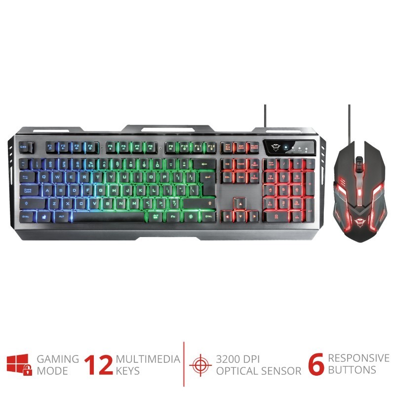 Trust GXT 845 Tural Tastatur USB QWERTY Italienisch Schwarz