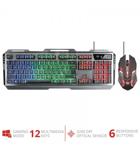 Trust GXT 845 Tural Tastatur USB QWERTY Italienisch Schwarz
