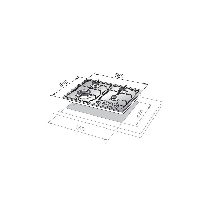 De’Longhi FFI 36 ER piano cottura Acciaio inossidabile Da incasso 58 cm Combi 4 Fornello(i)