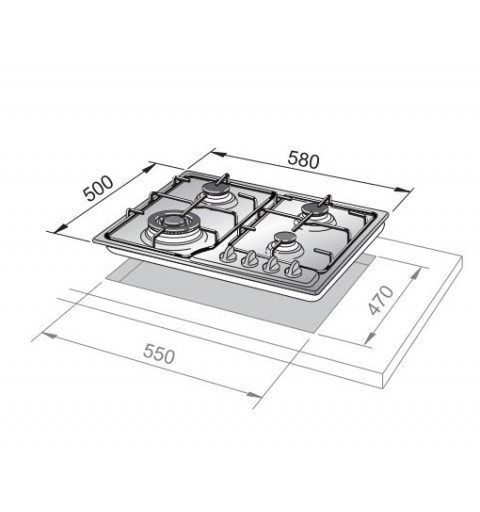 De’Longhi FFI 36 ER hob Stainless steel Built-in 58 cm Combi 4 zone(s)