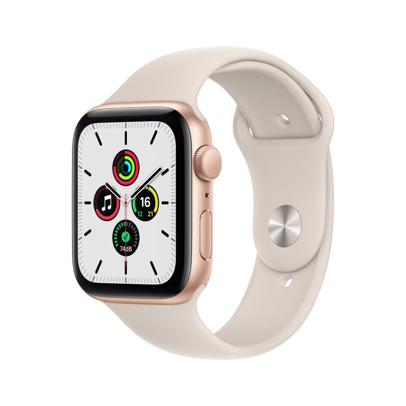 Apple Watch SE GPS, 44mm Cassa in Alluminio color Oro con Cinturino Sport Galassia