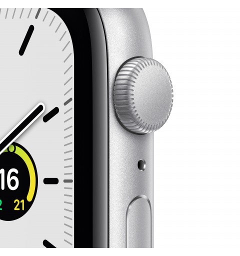 Apple Watch SE GPS, 44mm Cassa in Alluminio color Argento con Cinturino Sport Azzurro