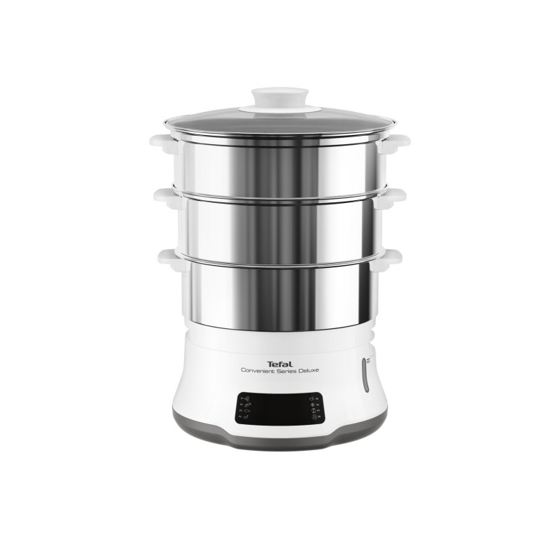 Tefal Convenient Series Deluxe VC502D10 pentola a vapore 3 cestello i Superficie piana 900 W Acciaio inossidabile, Bianco