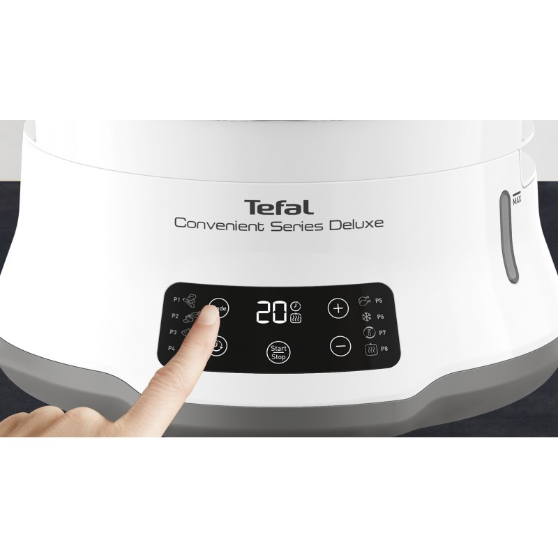 Tefal Convenient Series Deluxe VC502D10 cuiseur vapeur 3 Nombre de paniers Comptoir 900 W Acier inoxydable, Blanc