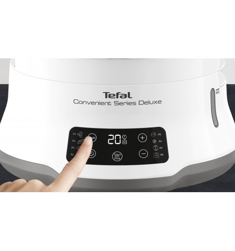 Tefal Convenient Series Deluxe VC502D10 pentola a vapore 3 cestello i Superficie piana 900 W Acciaio inossidabile, Bianco