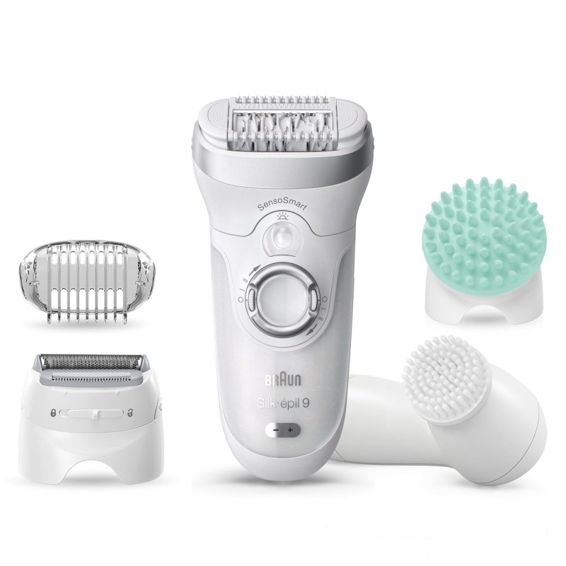 Braun Silk-épil 9 9-865, Epilatore Donna Per Una Rimozione Duratura Dei Peli, Bianco Argento