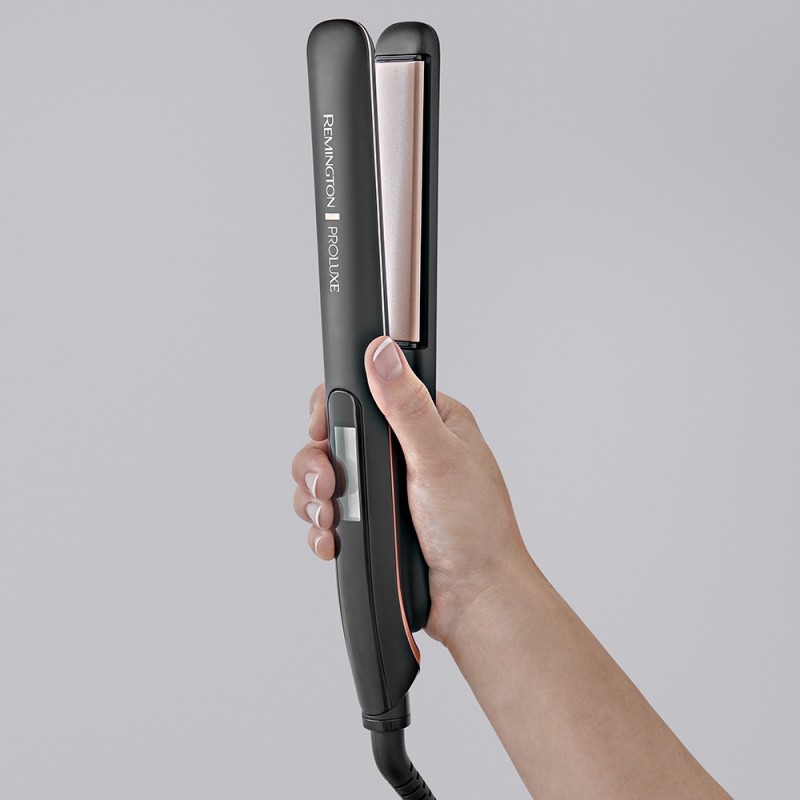 Remington PROLuxe Midnight Edition Plancha de pelo Caliente Negro, Oro rosa 3 m