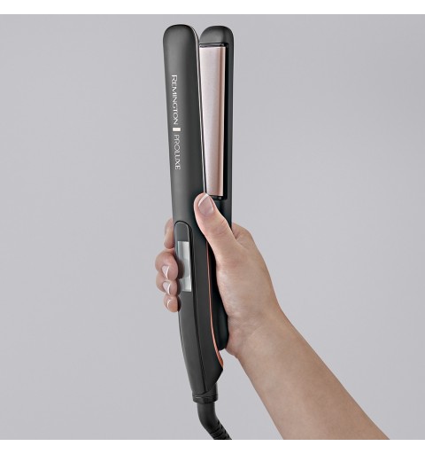 Remington PROLuxe Midnight Edition Plancha de pelo Caliente Negro, Oro rosa 3 m