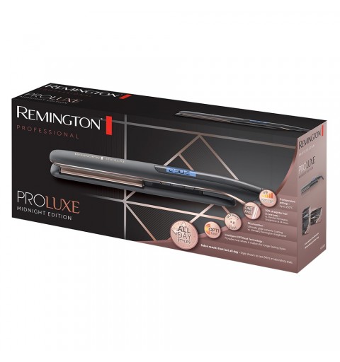 Remington PROLuxe Midnight Edition Plancha de pelo Caliente Negro, Oro rosa  3 m