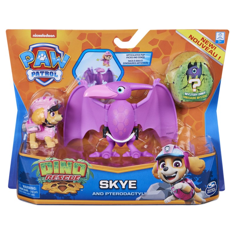 PAW Patrol , Dino Rescue Skye and Dinosaur Action Figure Set, for Kids Aged 3 and up