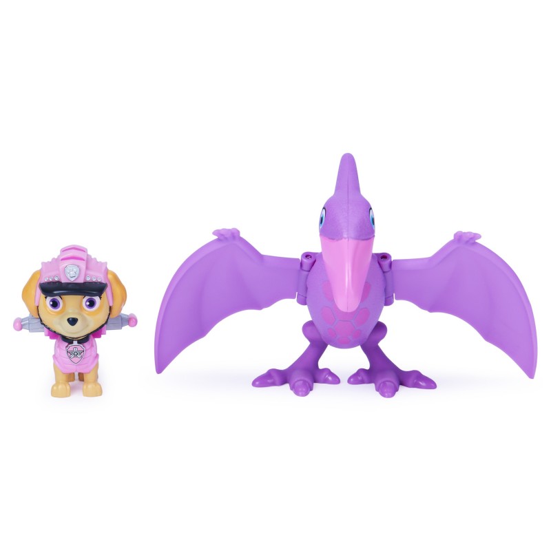 PAW Patrol Dino Rescue Skye Hero Pup Spielfigur im Set mit beweglicher Dinosaurier-Figur und Überraschungs-Dino, Spielzeug für