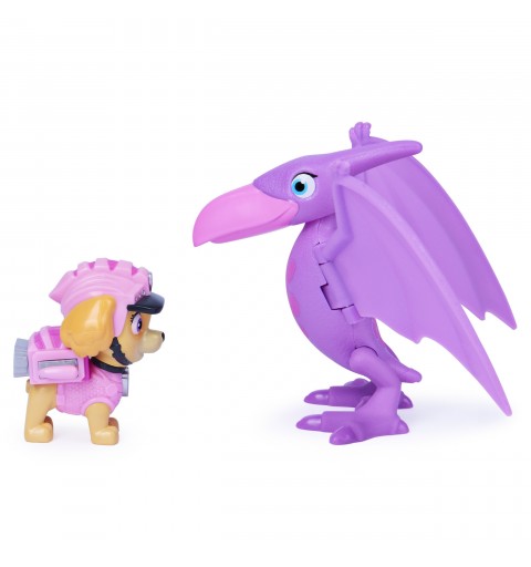 PAW Patrol Dino Rescue Skye Hero Pup Spielfigur im Set mit beweglicher Dinosaurier-Figur und Überraschungs-Dino, Spielzeug für