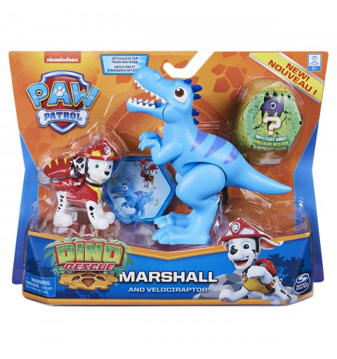 PAW Patrol LA PAT' PATROUILLE – PACK DE 2 FIGURINES DINO RESCUE - MODÈLE MARCUS – Figurines De Marcus, Vélociratpor et