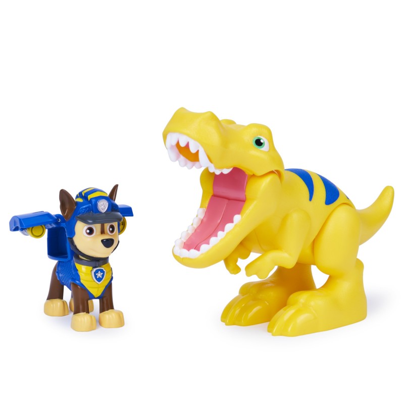 PAW Patrol LA PAT' PATROUILLE – PACK DE 2 FIGURINES DINO RESCUE - MODÈLE CHASE – Figurines De Chase, T-Rex et Dinosaure Mystère