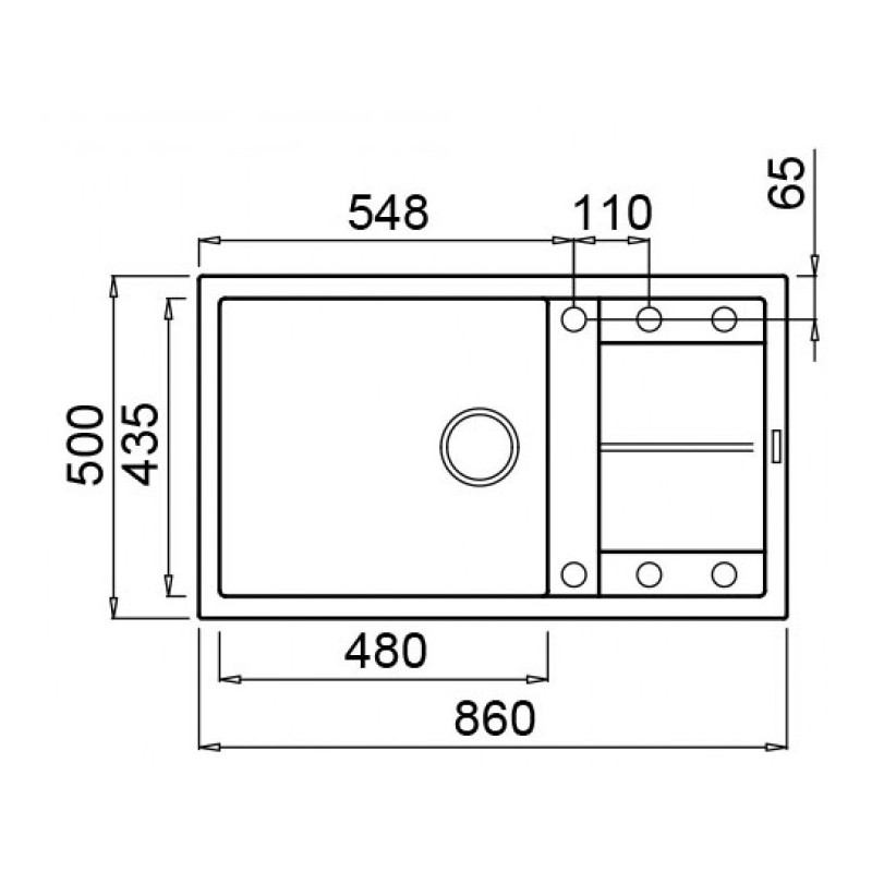 Elleci Unico 410 Top-mounted sink Rectangular Granitek