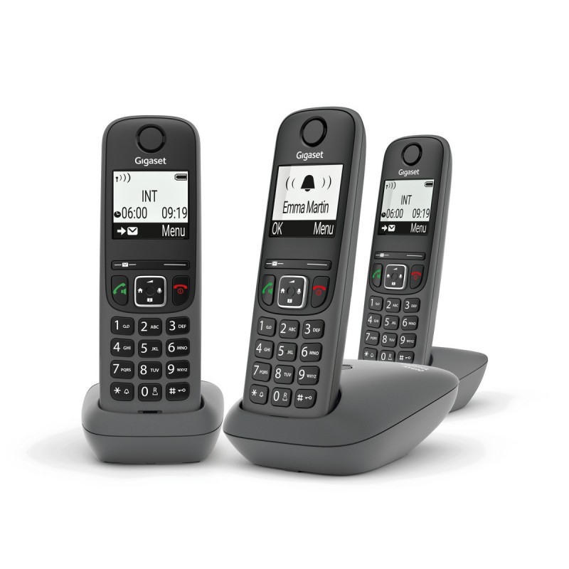 Gigaset AS490 Trio Analog DECT telephone Caller ID Black