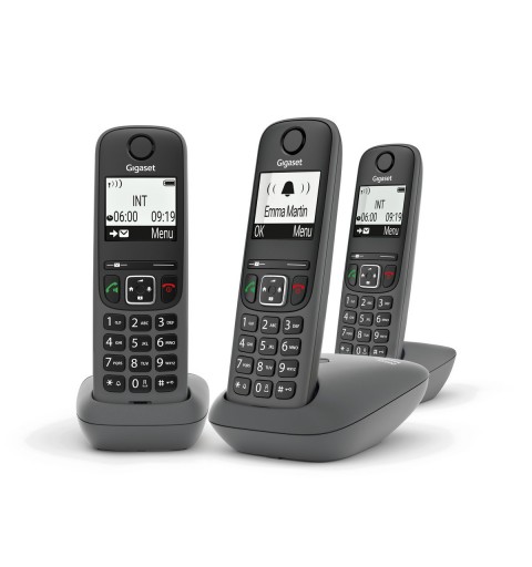 Gigaset AS490 Trio Analog DECT telephone Caller ID Black