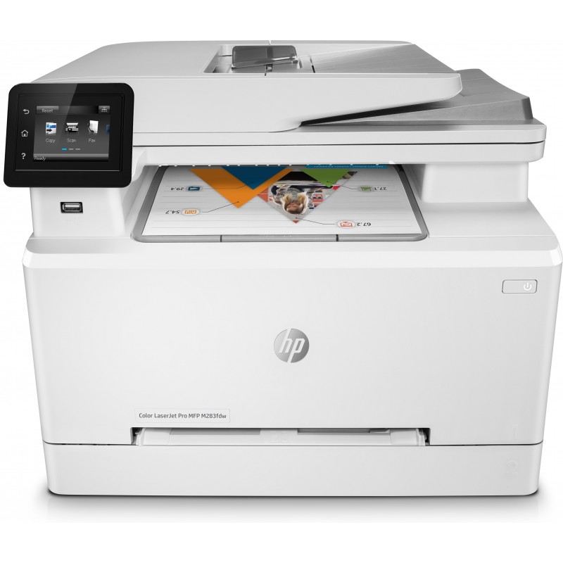 HP Color LaserJet Pro Impresora multifunción M283fdw, Imprima, copie, escanee y envíe por fax, Impresión desde USB frontal