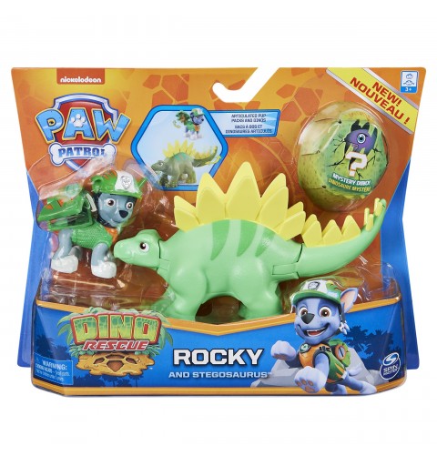 PAW Patrol , Dino Rescue Rocky and Dinosaur Action Figure Set, for Kids Aged 3 and up