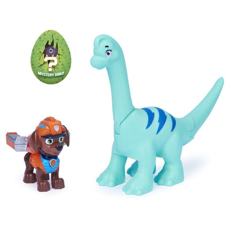 PAW Patrol Dino Rescue Zuma Hero Pup Spielfigur im Set mit beweglicher Dinosaurier-Figur und Überraschungs-Dino, Spielzeug für